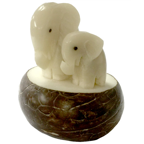 Elephant with Baby Tagua Nut Figurine