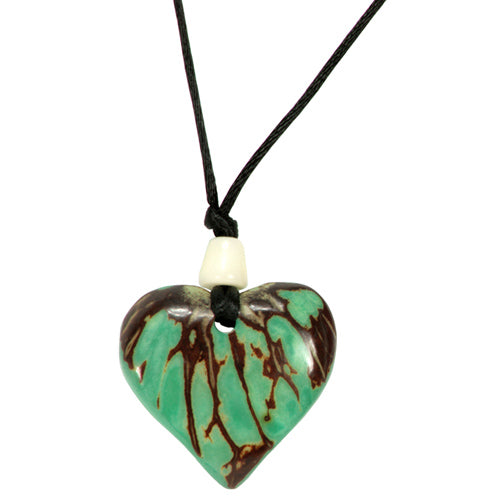 Tagua Nut Green Heart Pendant-0