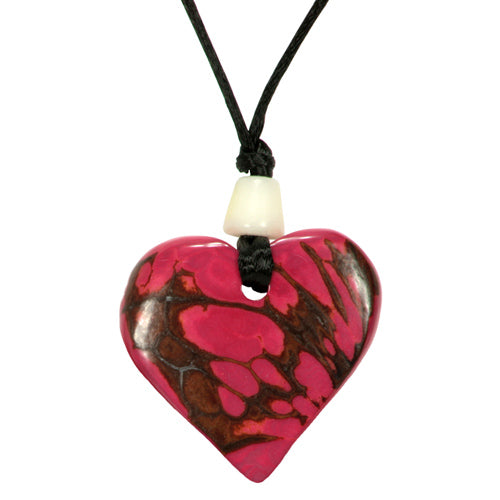 Tagua Nut Pink Heart Pendant-0