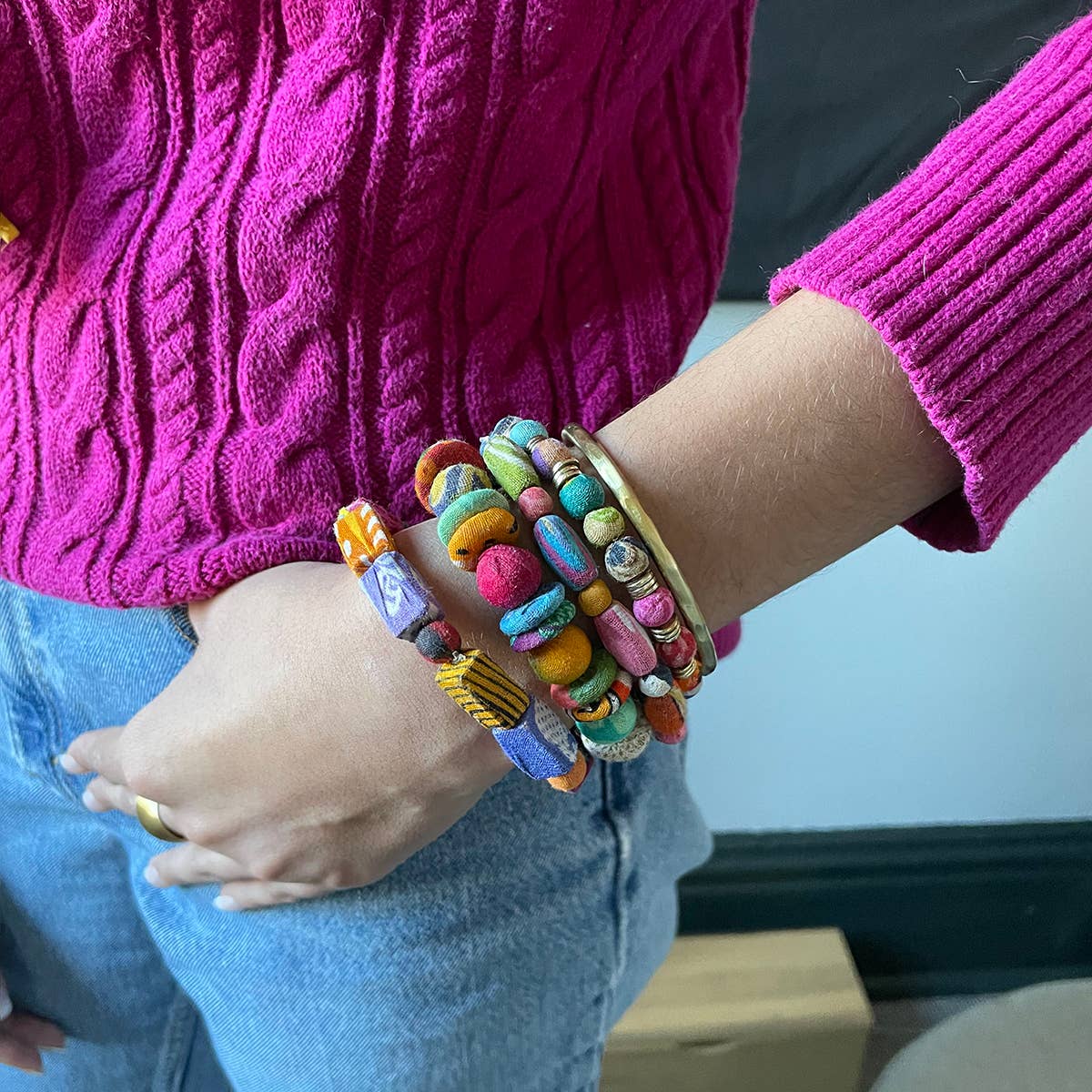 Kantha Paillette Overlap Bangle