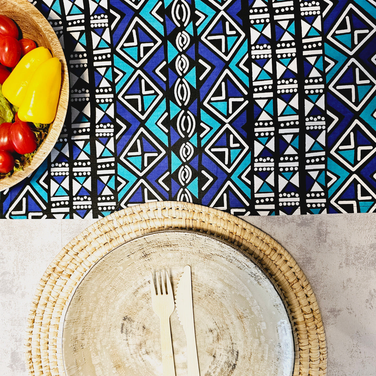 Handmade Table Runner 160x35cm | 180x35 | 200x35cm | African Print "Mudcloth" Bogolan Inspired Print Made from 100% African Print Fabric-1