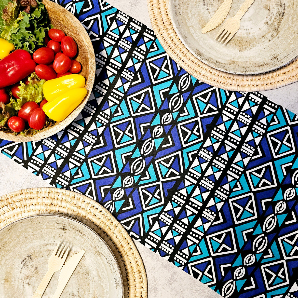 Handmade Table Runner 160x35cm | 180x35 | 200x35cm | African Print "Mudcloth" Bogolan Inspired Print Made from 100% African Print Fabric-2