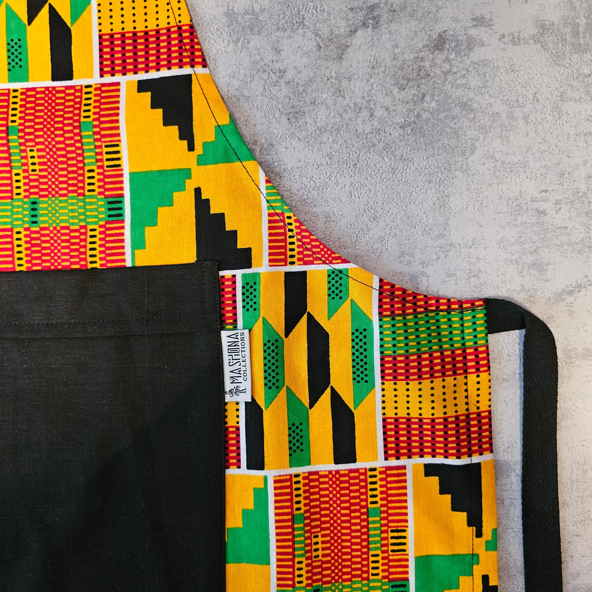African Print Apron with Pocket | Handmade Kente Print-1