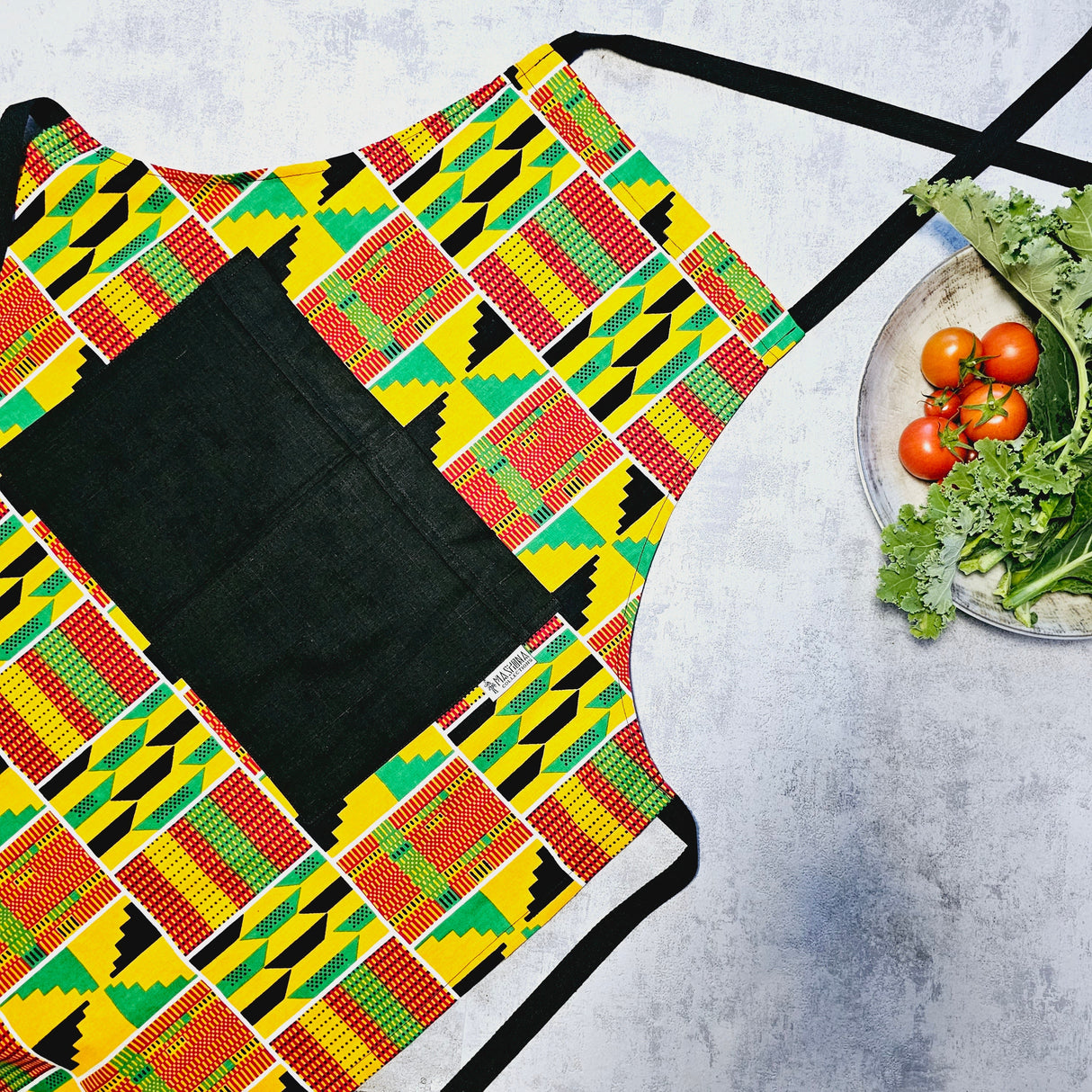 African Print Apron with Pocket | Handmade Kente Print-2