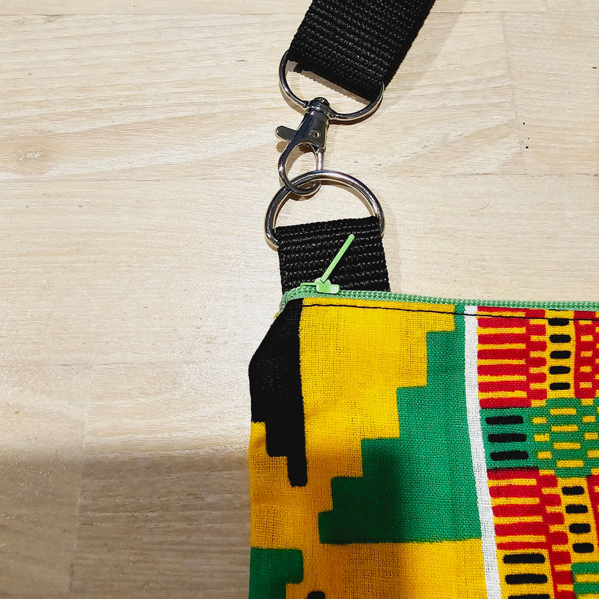 Handmade Phone Bag and Keyfob Set | African Ankara Print Fabric | Vegan Leather Detail | Adjustable Shoulder Strap-2