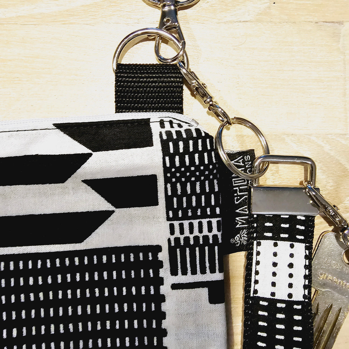 Handmade Phone Bag and Keyfob Set | African Ankara Print Fabric | Vegan Leather Detail | Adjustable Shoulder Strap-2