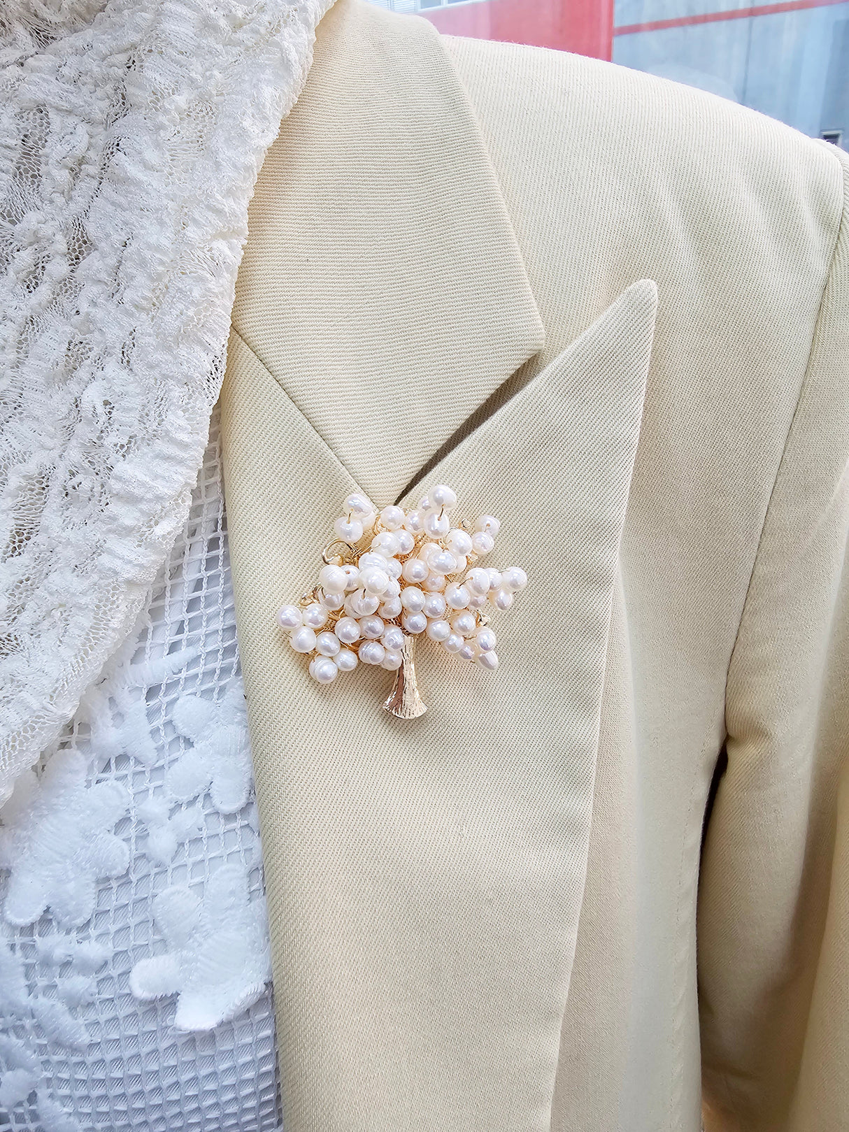 Handcrafted Freshwater Pearls Tree Brooch LP007-2