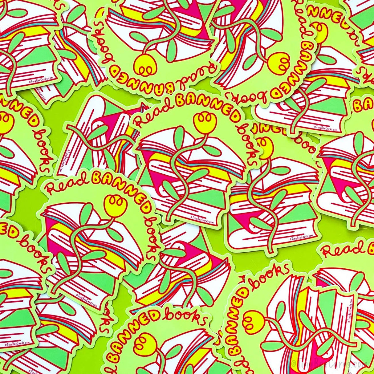 Tiny Bee Cards - Read Banned Books Vinyl Sticker