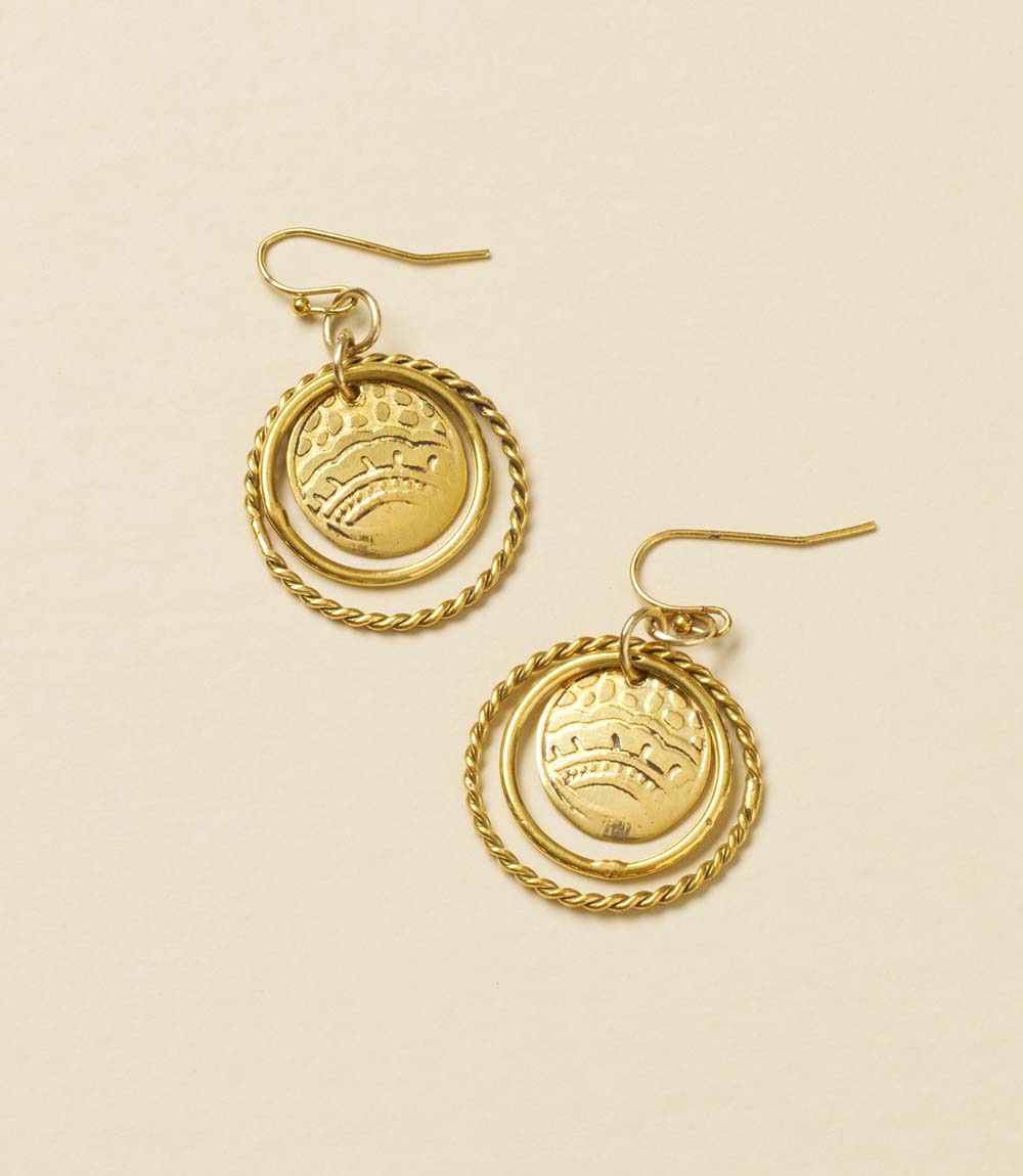 Yashi Embossed Ring Dangle Earrings