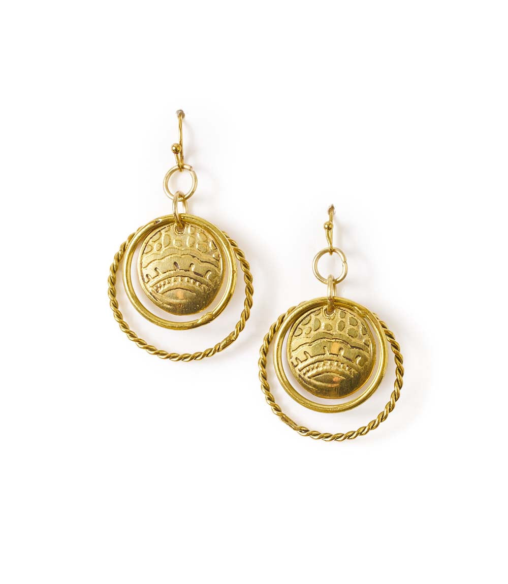 Yashi Embossed Ring Dangle Earrings