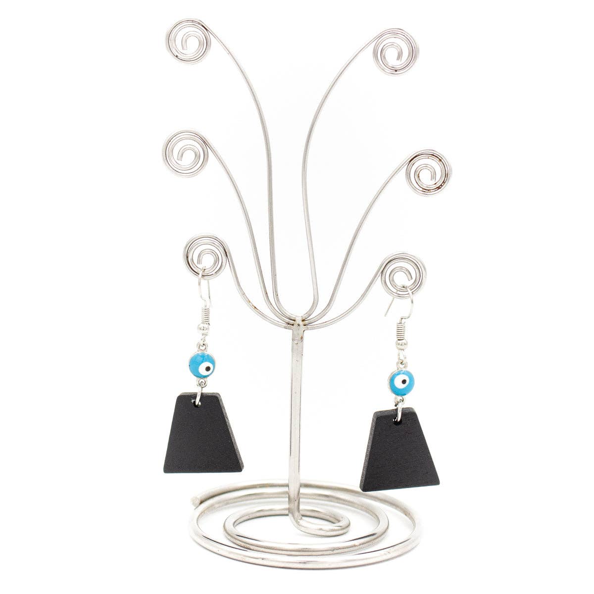 Blue eyes and trapezoidal pendant earrings-ER-091-3