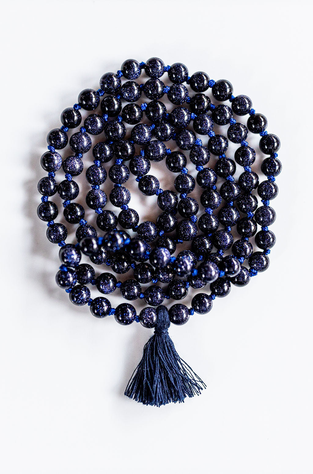 Blue Sandstone Short Tassel Mala-0