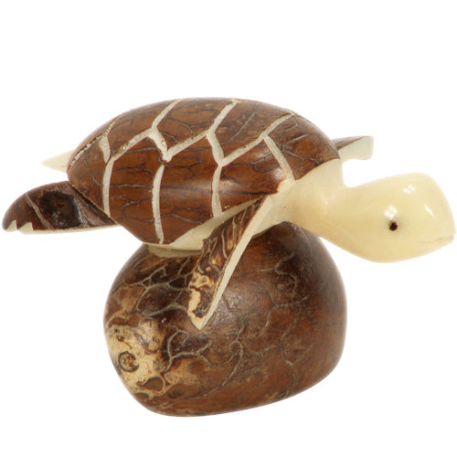 Brown Sea Turtle Tagua Nut Figurine