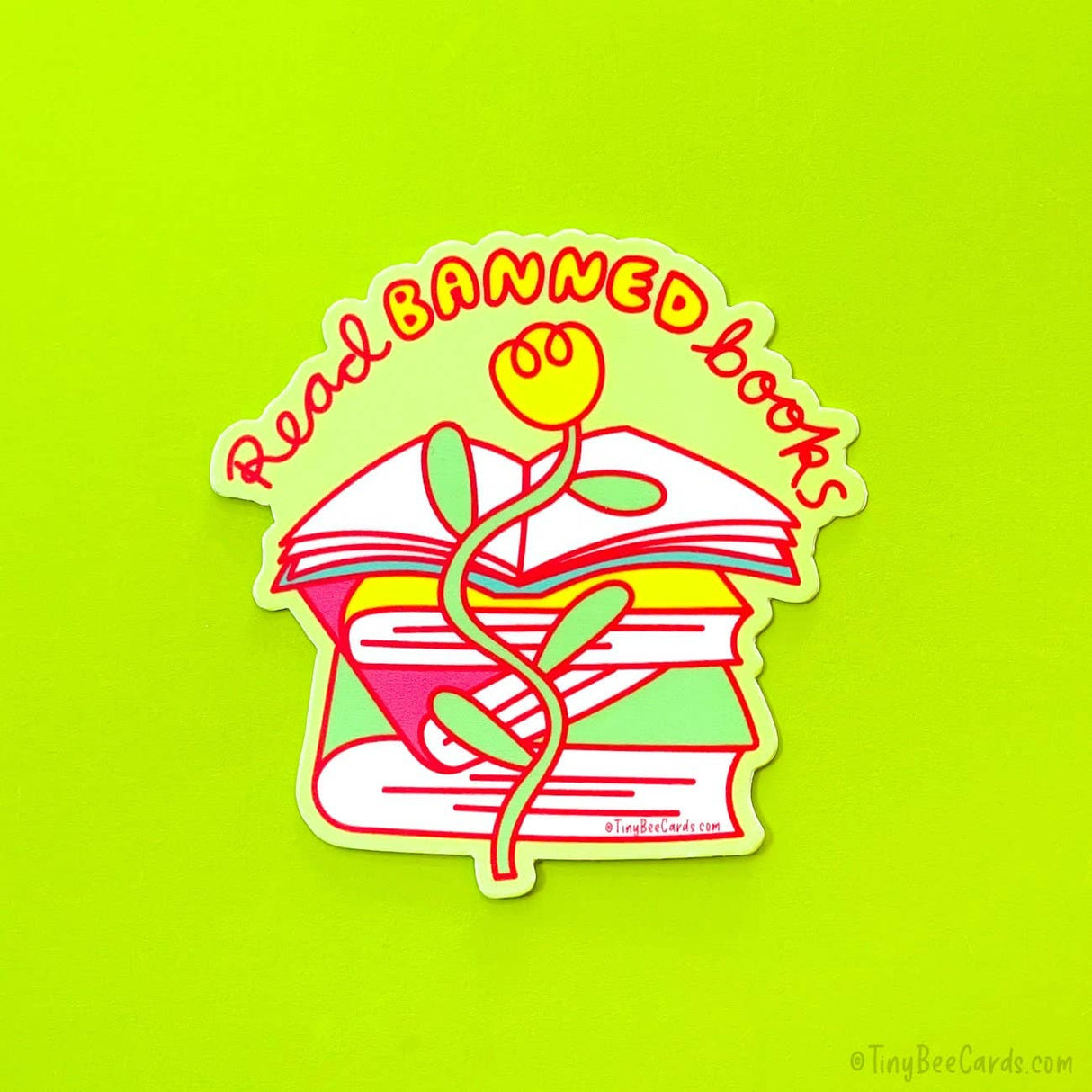 Tiny Bee Cards - Read Banned Books Vinyl Sticker