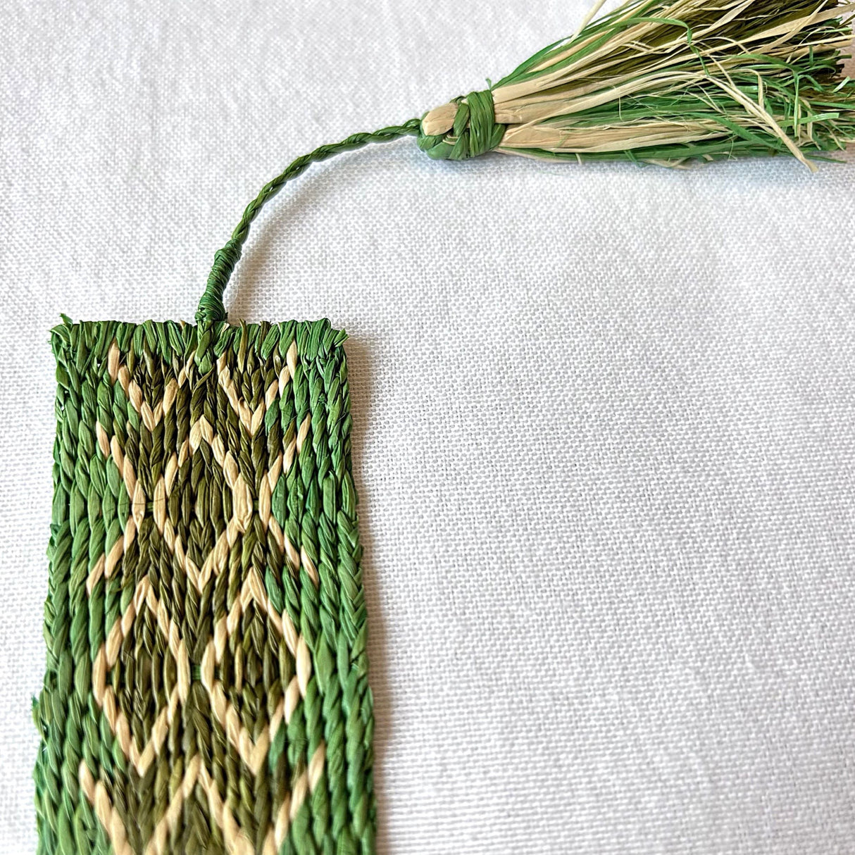 Cardwoven Raffia Bookmark - Green