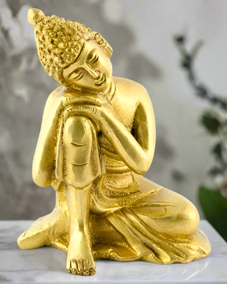Awakened One: Handcrafted Brass Buddha Statue (4")-0