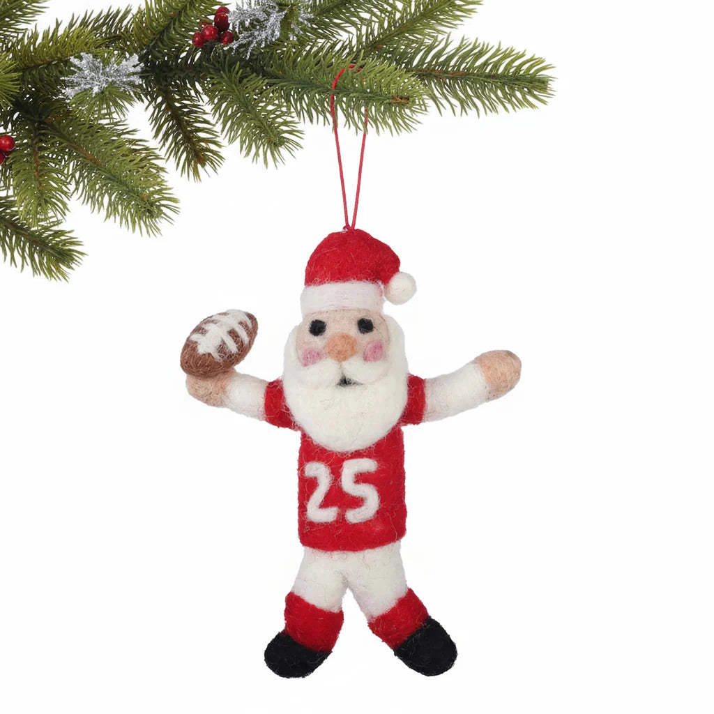 Coach Claus American Football Felt Ornament