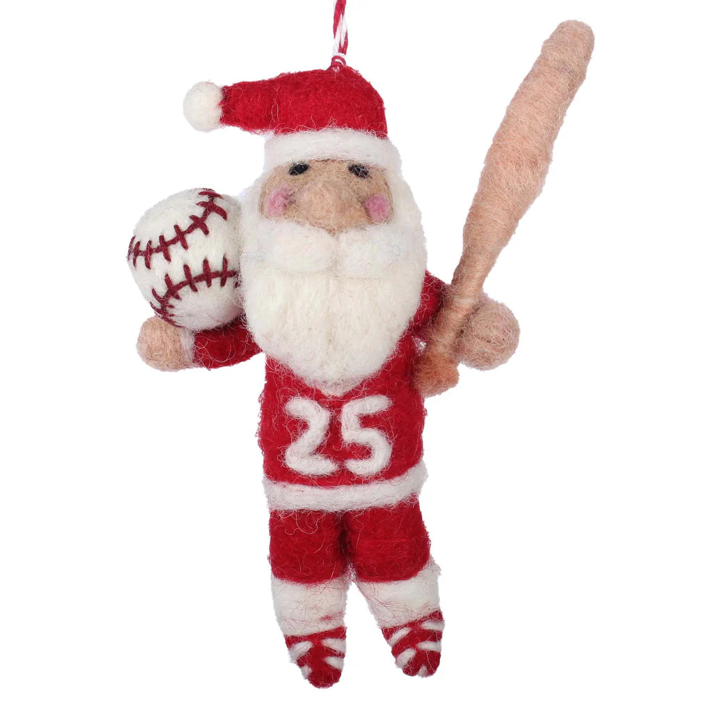 Coach Claus Baseball Felt Ornament
