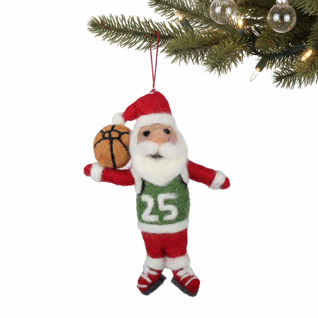 Coach Claus Basketball Felt Ornament