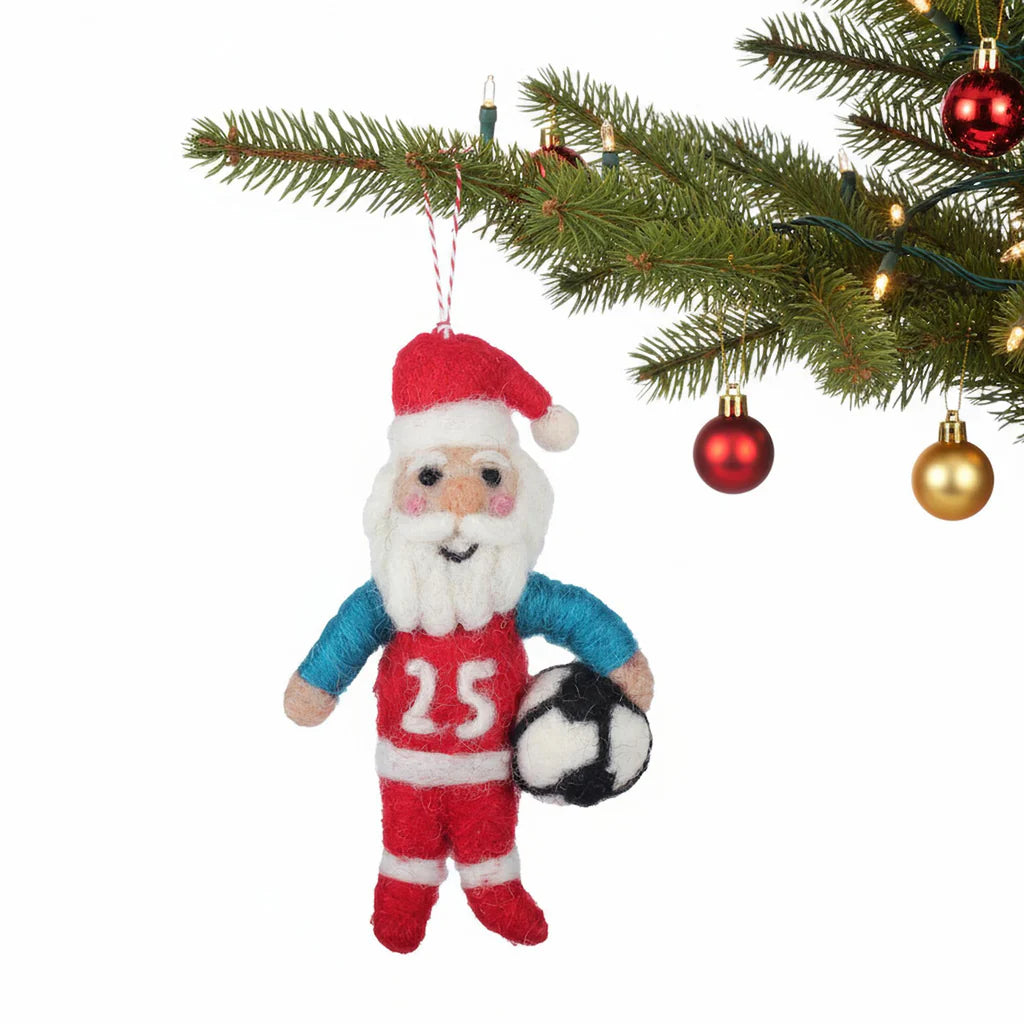 Coach Claus Soccer Felt Ornament