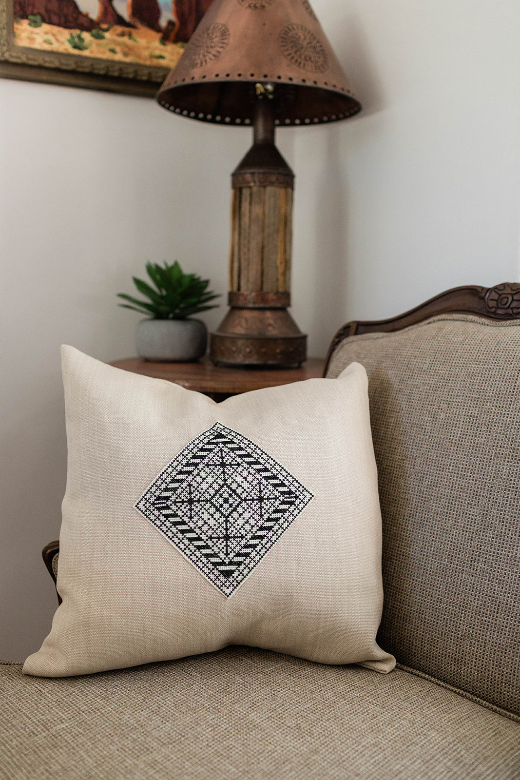Diamond Pillow Cover - Cream
