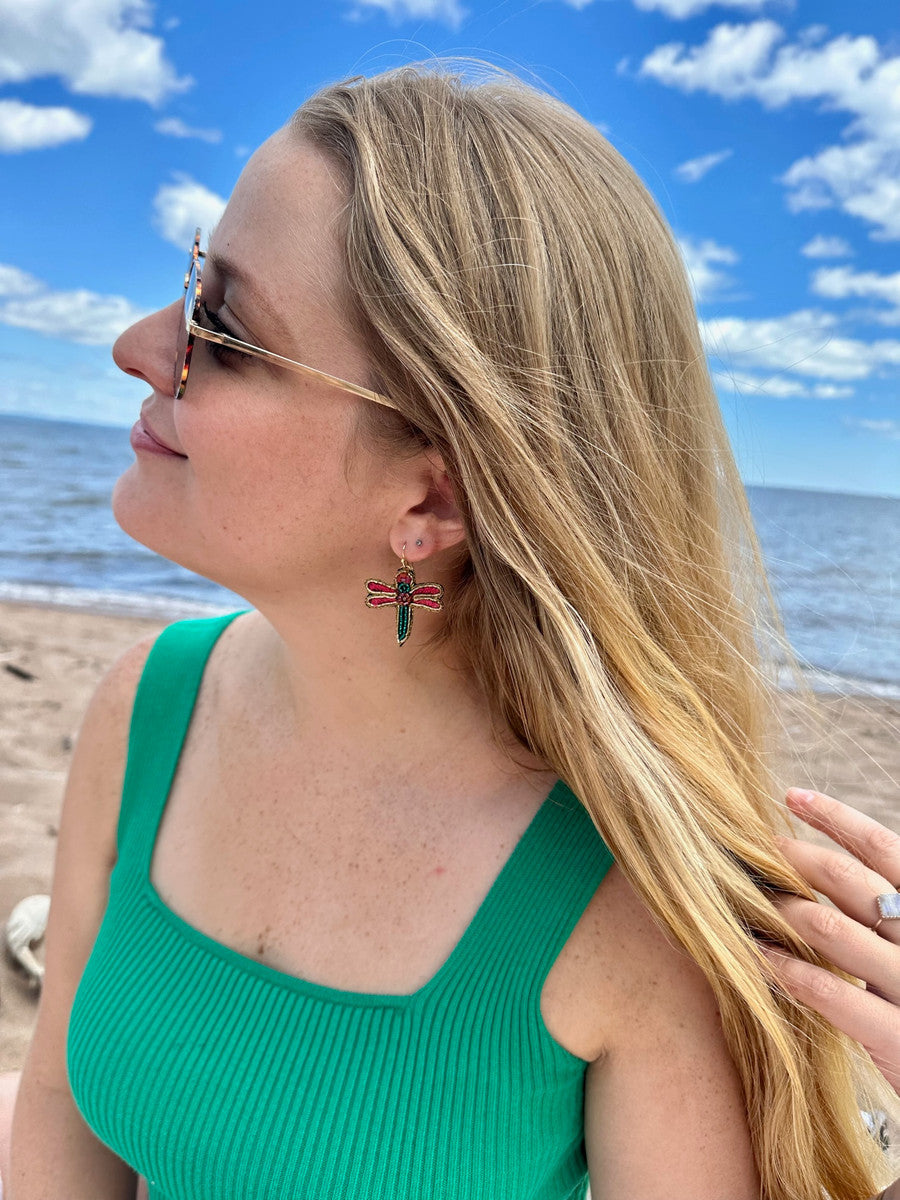 Dragonfly Beaded Earrings