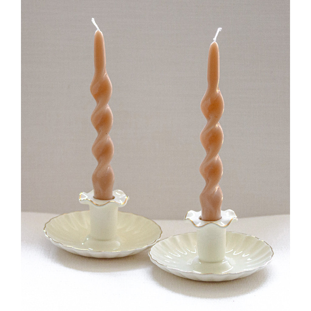 Gilded Cream Candle Holder - Pair