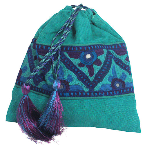 Green Large Drawstring Bag from Pakistan