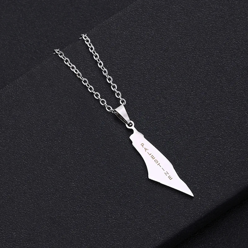 Enameled Palestine Flag Map Chain Necklace Stainless Steel 18K Gold Plated-25