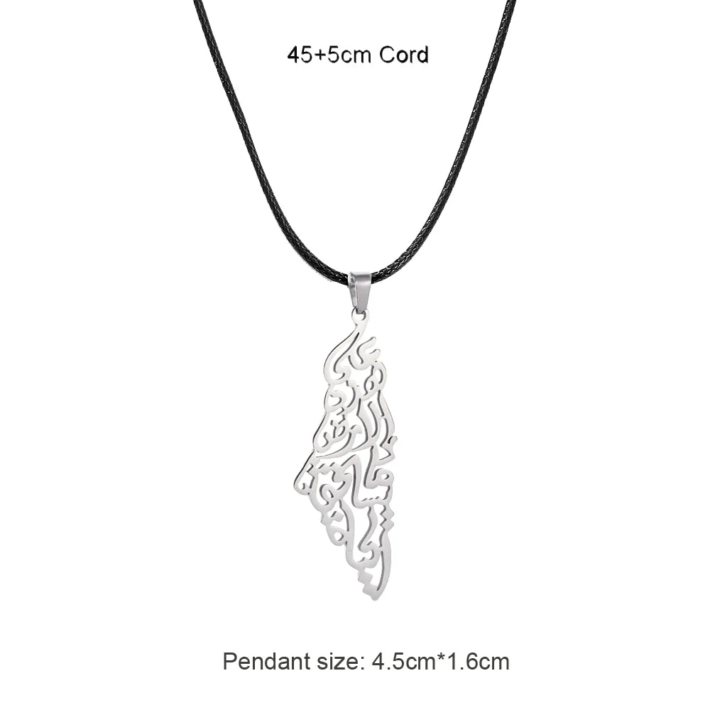 Enameled Palestine Flag Map Chain Necklace Stainless Steel 18K Gold Plated-17