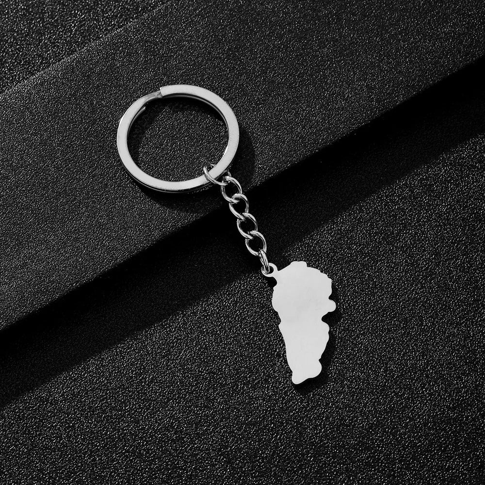 Enameled Lebanon Flag Map Charm Keychain Stainless Steel 18K Gold Plated Key Chain-16