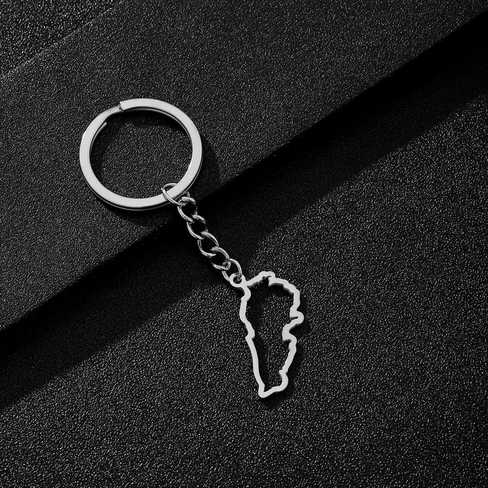 Enameled Lebanon Flag Map Charm Keychain Stainless Steel 18K Gold Plated Key Chain-14