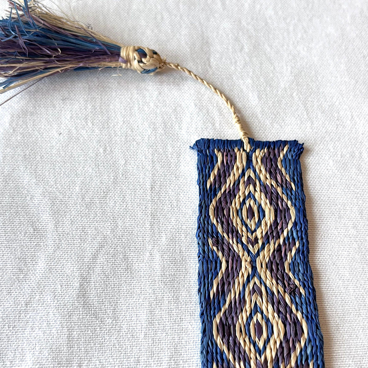 Cardwoven Raffia Bookmark - Blue