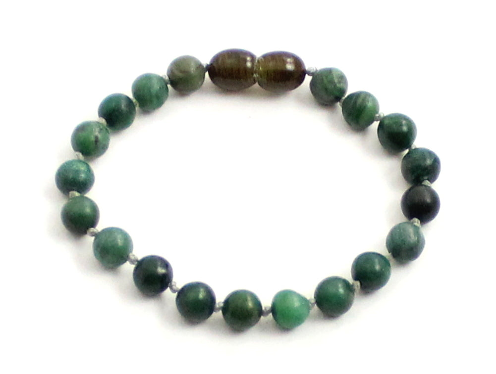 African Jade Gemstone Knotted Green Anklet Bracelet-0