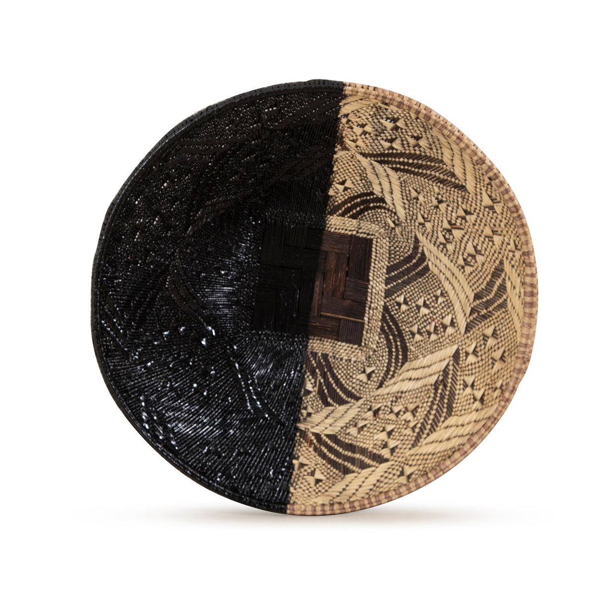 Zambia Double Weave Tonga Pattern Baskets | Black-2