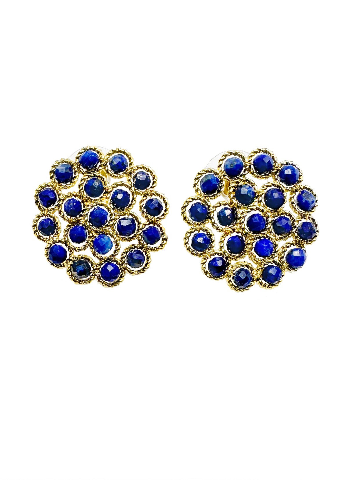 Simple Round Lapis Stud Earrings KE008-0