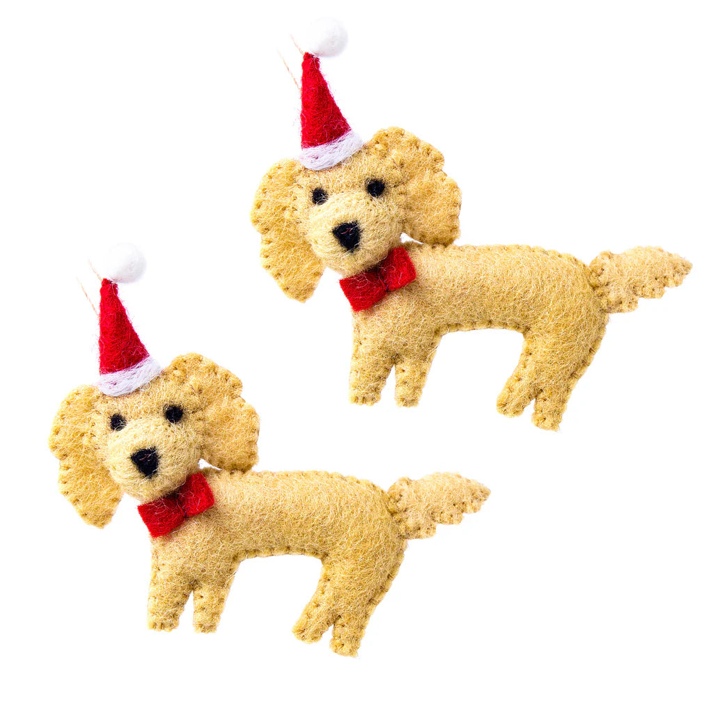 Labradoodle Santa Handmade Felt Ornaments