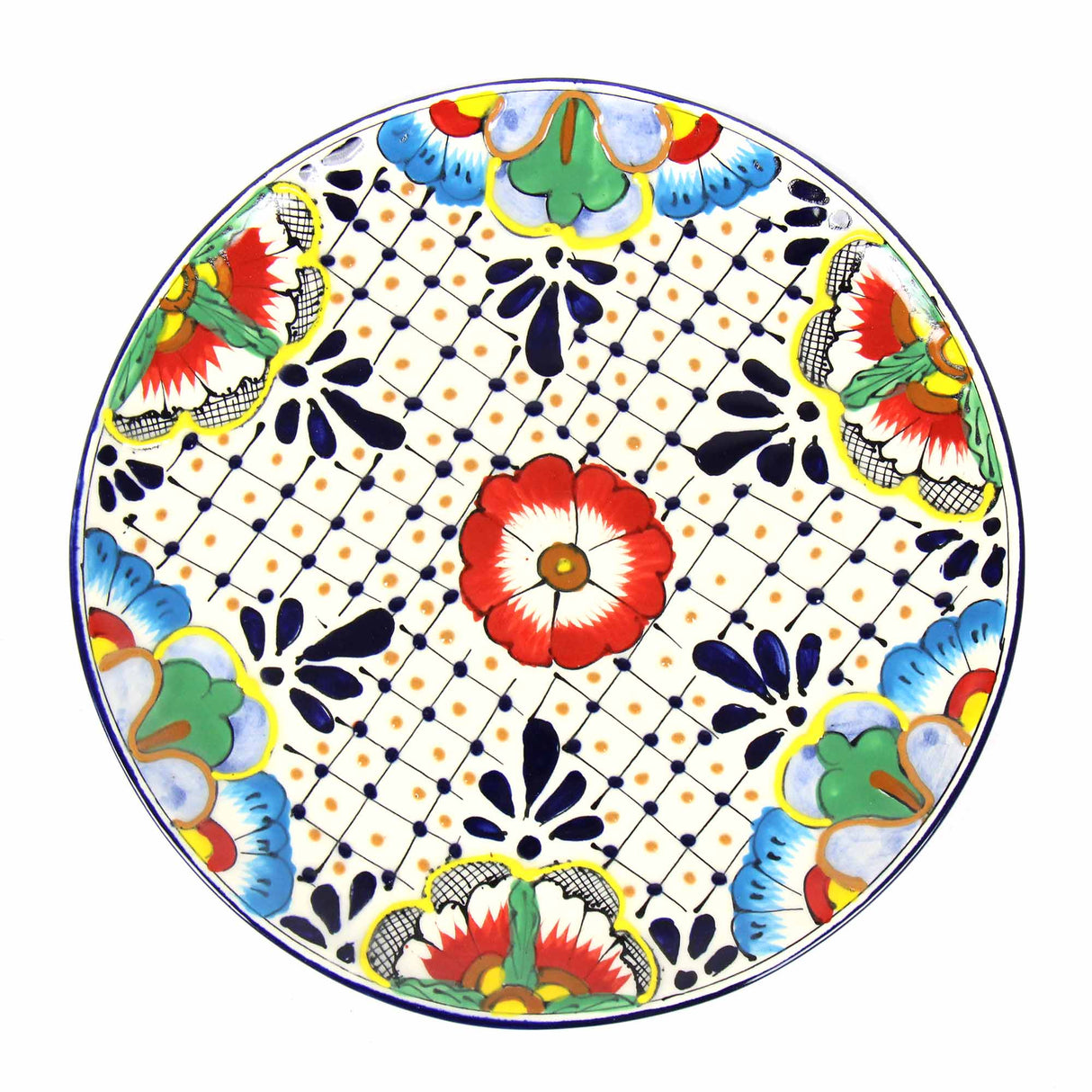 Dinner Plates 11.8in - Dots and Flowers, Set of Two