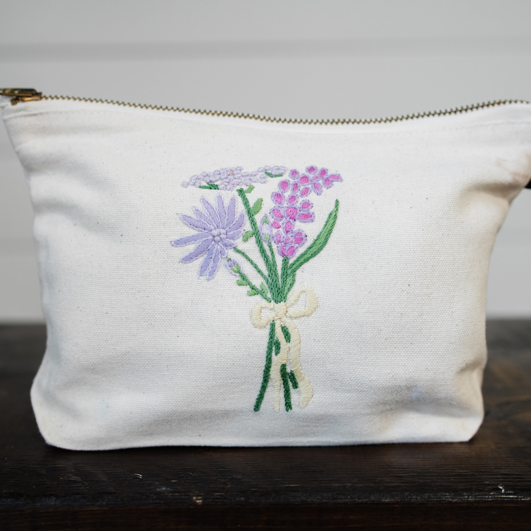 Embroidered Canvas Zipper Pouch from Haiti