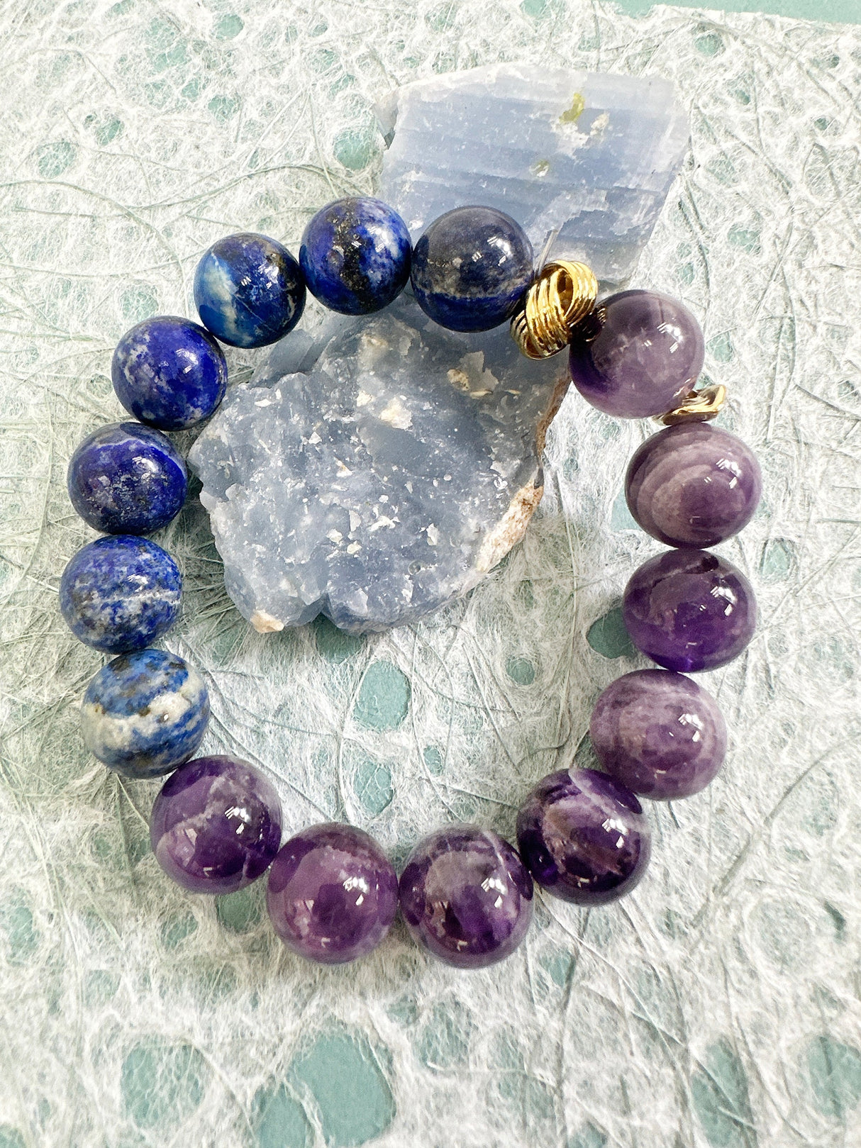 Amethyst And Blue Lapis Chunky men's Bracelet MEB24-0