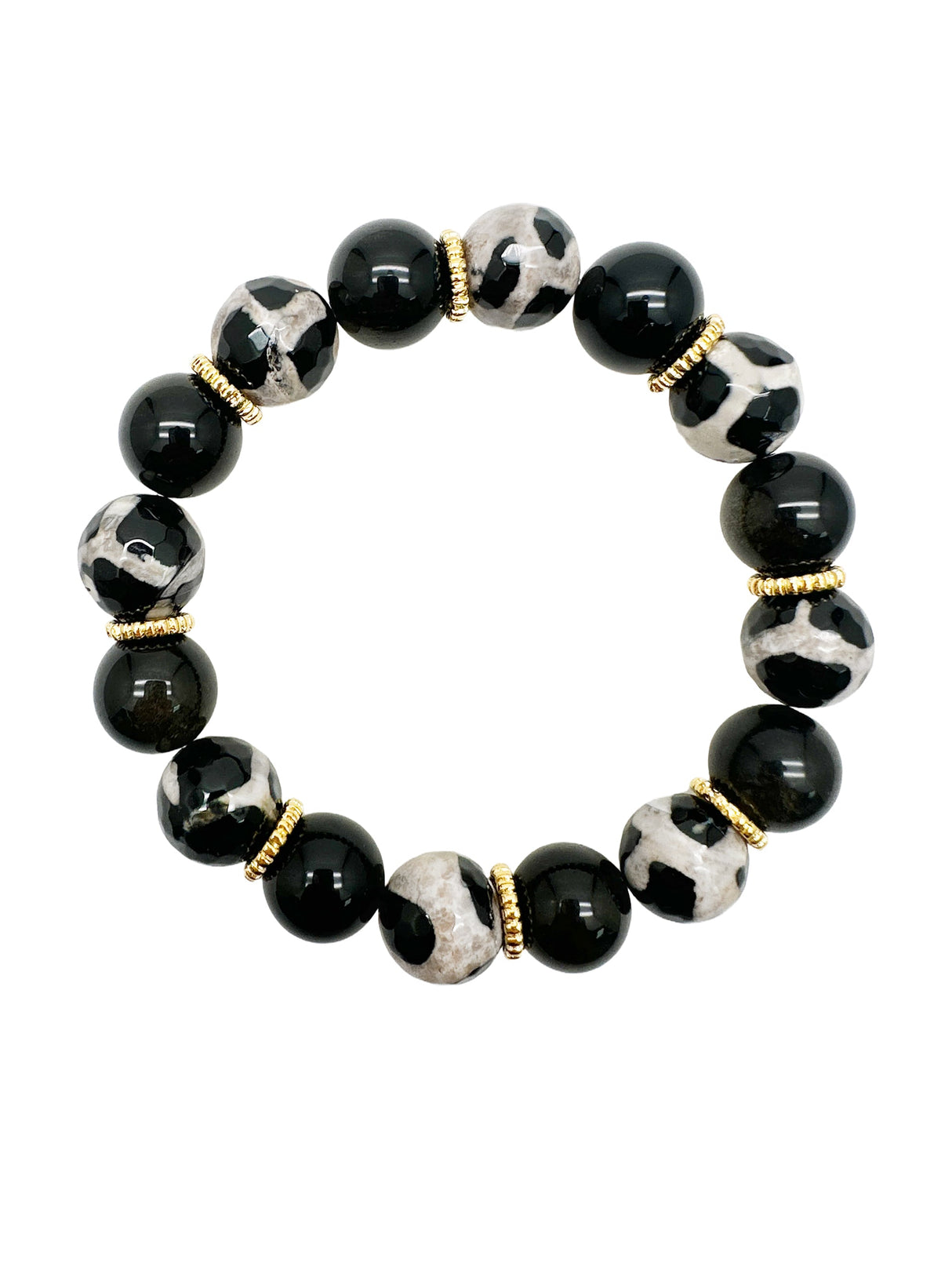 Black And White Dzi Agate Chunky Bracelet MEB07-0