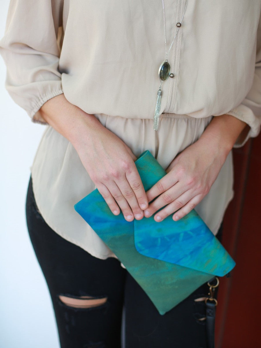 Ocean Waves Tie Dye Clutch
