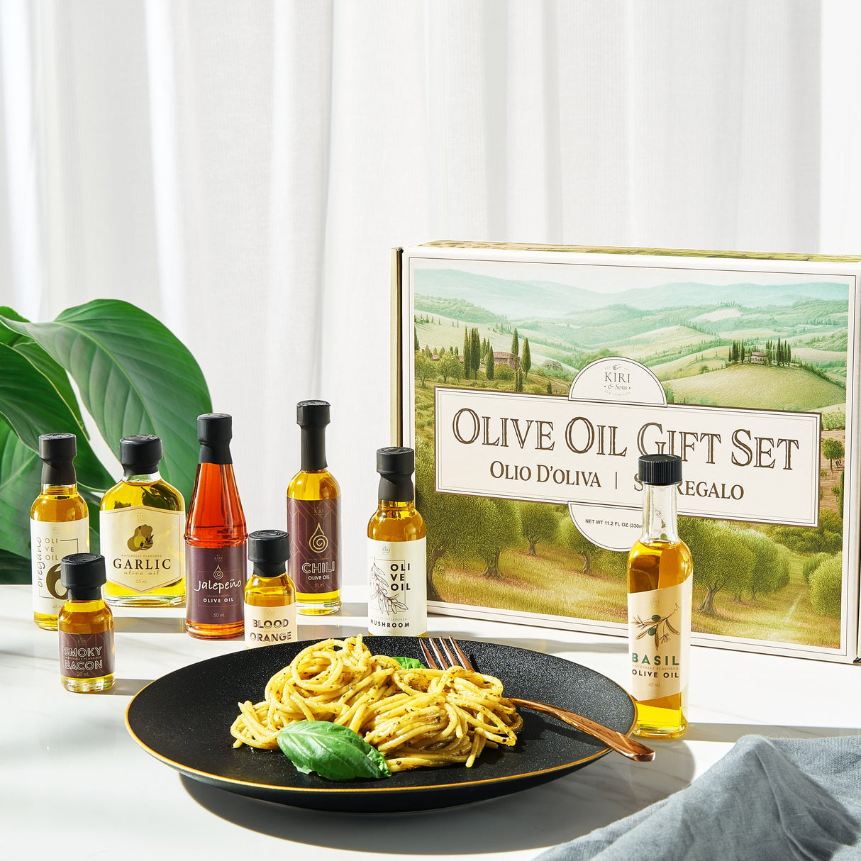 Olive Oil Gourmet Sampler Gift Set of 8 - Premium Extra-Virgin Olive Oil Made In Spain, Natural Flavors Include Mushroom, Chili, Garlic, Oregano, Blood Orange, Smoky Bacon, Jalapeno, Basil-1