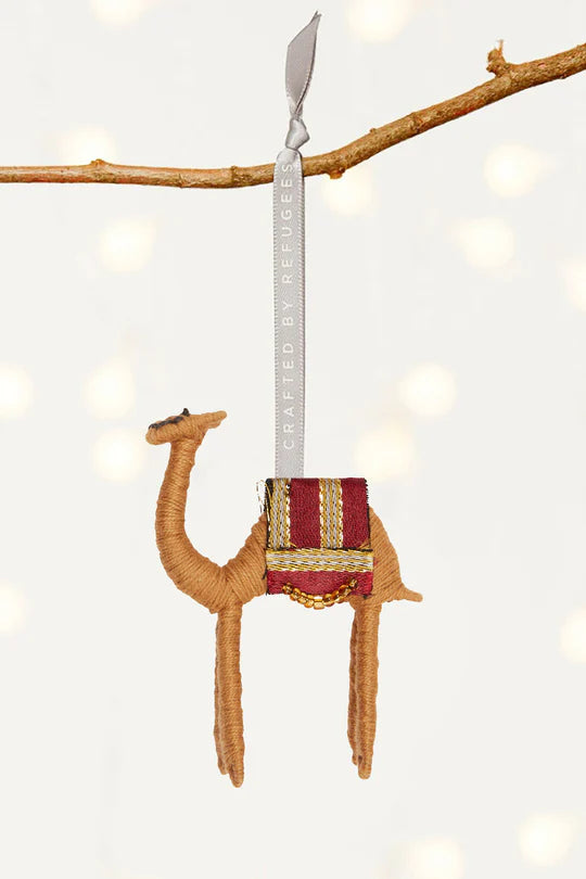 Proud Camel Ornament, Crafted by Syrian refugee women living in Jordan