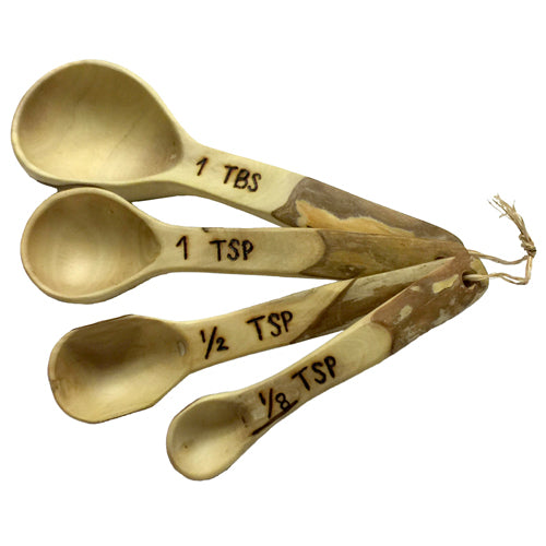 Set of 4 Measuring Spoons Coffee Wood
