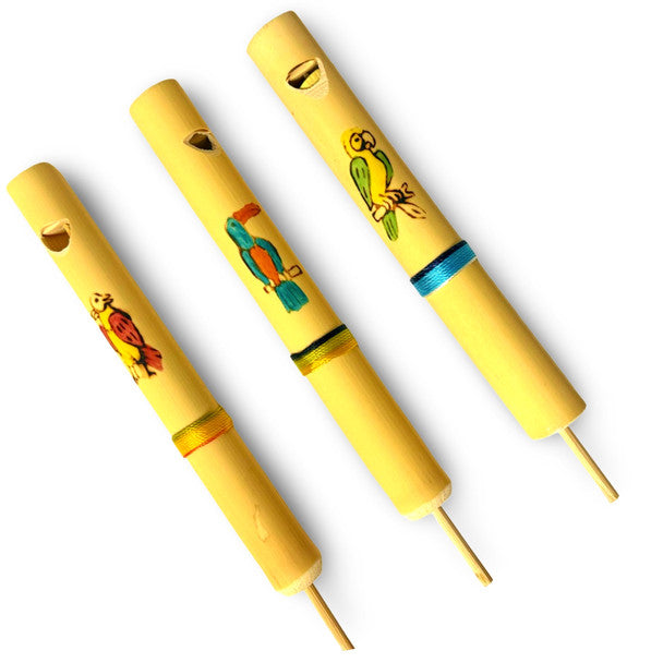Slide Whistle Bamboo Hand Painted Flute Assorted Designs Artisan