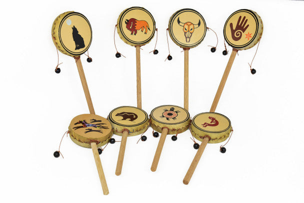 Spin Drum Frontier Lizard Design - Hand Painted Musical Instrument from Peru