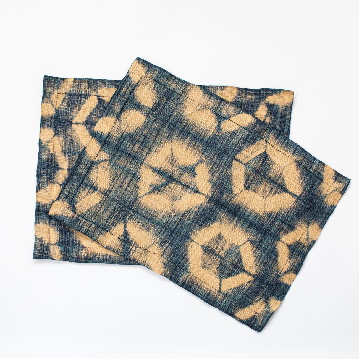Raffia Shibori Placemat (Pair) - Turtle Pattern - Indigo