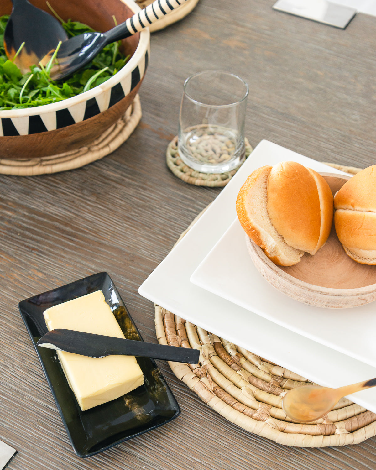 Horn Butter Dish with Knife