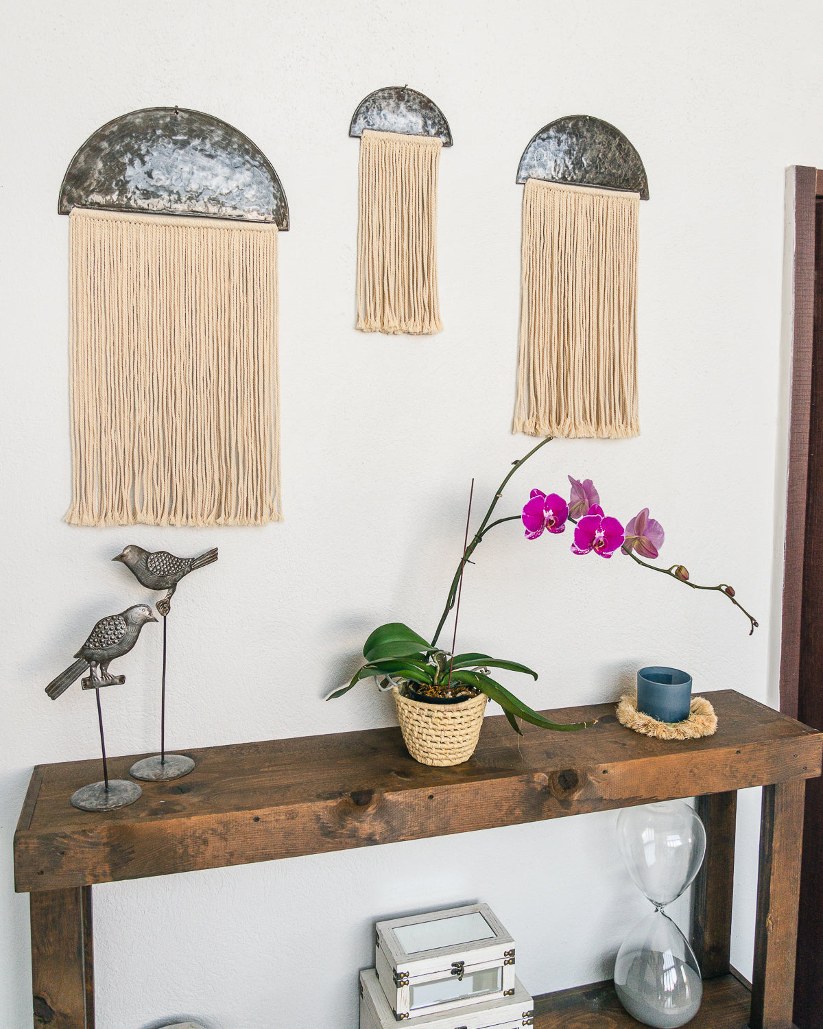Metal and Macrame Wall Art Set